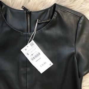 Zara Dresses - Zara Black Faux Leather Mini Dress Zara Dresses - Zara Black Faux Leather Mini Dress